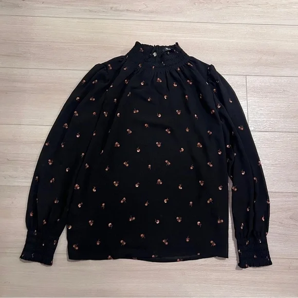 Madewell Women’s Smocked Mockneck Top Blouse Shirt XXS - Picture 2 of 10